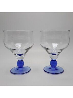 Bormioli Rocco Minorca Footed Dessert Margarita Glasses Set Of 2 Blue Stem